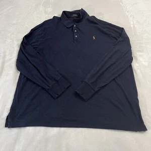 Polo Ralph Lauren Polo Shirt Mens XXL Blue Long Sleeve Pony Preppy Classic - Picture 1 of 12