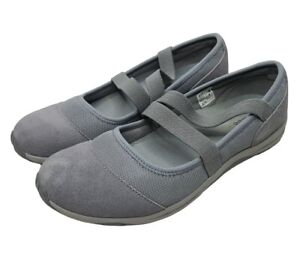 Lands End Gray Mary Jane Slip On Walking Comfort Strappy Shoes 487563 Size 9.5B