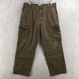 Woolrich Cargo Pants Mens 36 (actual 35x28.5) Brown Mid Rise Cotton Button Zip - Picture 1 of 17
