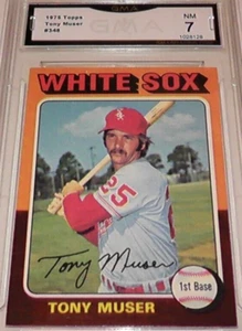 1975 Topps Baseball Card Tony Muser GMA Grade 7 #348 MLB Chicago White Sox - Picture 1 of 6