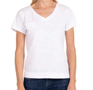 Top FRESH PRODUCT XL BIANCO cotone $49 HERITAGE donna logo scollo a V nuovo con etichette nuovo XL - Foto 1 di 4