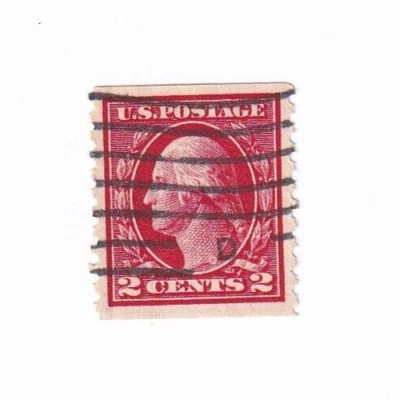 MATT'S STAMPS SCOTT #444, 2-CENT GEORGE WASHINGTON 1914 COIL VF-XF 85 USED CV$70 - Image 1 of 3