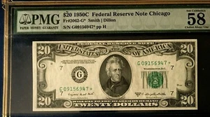1950C $20 FEDERAL RESERVE NOTE *STAR* CHICAGO PMG58 CHOICE ABOUT UNC 3776 - Picture 1 of 6