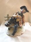 CAPODIMONTE LARGE TRAMP ON BENCH Porcelain Figurine Tramp Lounging on Bench 