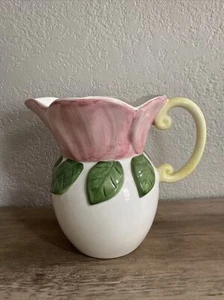 Krug ELPA Alcobaca Portugal Keramik 8" Blumenform handbemalt kitschig - Bild 1 von 12