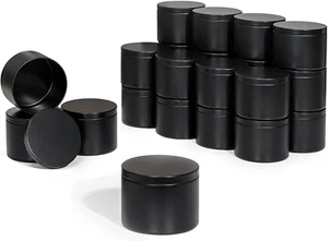 24 Pack Candle Tins 8 oz with Lids and Labels for Candle Making Black Containers - Picture 1 of 12