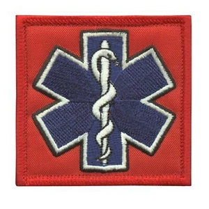 EMT EMS star of life paramedic embroidered morale tactical medical hook patch - Picture 1 of 2