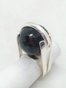 ANELLO in ARGENTO 925 con OSSIDIANA naturale di colore nero - pietra dura - - Imagen 1 de 10