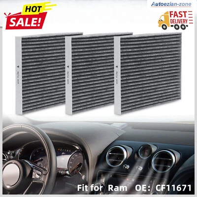3PCS Cabin Air Filter Durable for RAM 1500 2500 3500 2016-22 Mazda CX-7 CF11671 - Imagem 1 de 4