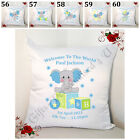 Personalised 18" Cushion - New Born Baby Gift - Elephant - Designs 56-60