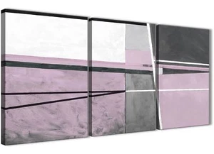 3 Stück Flieder Grau Gemälde Schlafzimmer Leinwand Kunst Dekor - Abstrakt 3395 - 126 cm - Bild 1 von 5