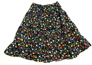 Hanna Andersson Girls 110 cm US 5 Tulip Print Skirt Navy Blue Colorful Flowers - Picture 1 of 4