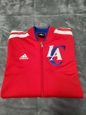 Authentic Adidas NBA Los Angeles Clippers Embroidered Full Zip Red Jacket SZ S Cover