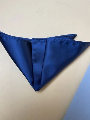100% Polyester Handmade  9.5 NAVY pocket square Luxury Refine Quality - Image 1 of 3