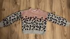 Girls Pink And Grey Leopard Print Jumper Age 10 Years REDUCED