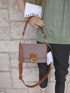 NUEVO Bolso de Hombro Coach Tabby Latón/Cacao Pulido Suave Firma Jacquard Nuevo con Etiquetas - Imagen 1 de 12