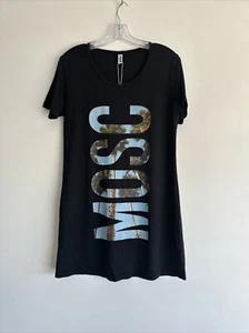 Moschino T-Shirt Dress Size 38 (uk 8/10) Black swim Logo Longline Graphic - Picture 1 of 18