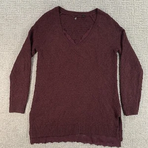 Knitted & Knotted Anthropologie Sweater Small Maroon Red Lace Stretch Womens - Picture 1 of 14