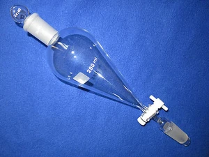 250ml Pear Separatory addition dropping funnel 24/40 PTFE glass stopper premium - Picture 1 of 1