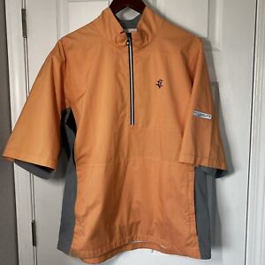 FootJoy DryJoys Hydrolite Rain Shirt Mens Large Orange 1/2 Zip S/S Pullover *