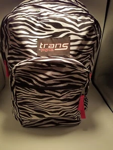 JanSport Trans Rucksack Buchtasche Zebra Druck Hot Pink Akzent Schule 17 Zoll - Bild 1 von 7