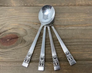 Set Of 4 Round Soup Spoons Coronation Community Plate Oneida Silverplate 1936 - Picture 1 of 17