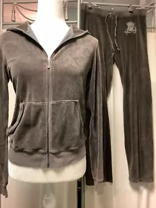 Juicy Couture Zip Up Hoodie Low Rise Straight Leg Pants 34 x 33 M - Picture 1 of 14