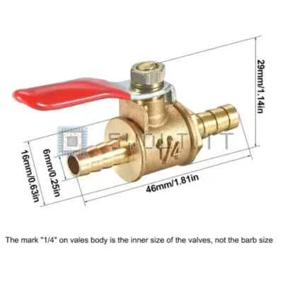 Valvola a Sfera Chiusura Rapida 8mm Tubo Flessibile Ottone - Immagine 1 di 2