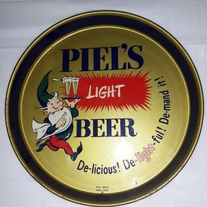 Vintage 1950er Piel's helles Bier Tablett, grüne Elfe, 12", Piel's Brothers Brauerei NY - Bild 1 von 6