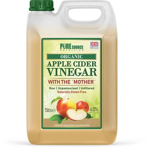 PURE RAW Apple Cider Vinegar with Mother 5 L Applecider Weight Loss Detox - Picture 1 of 10
