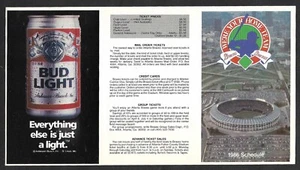 Pubblicità ATLANTA BRAVES 1986 Budlight stagione regolare PROGRAMMA TASCABILE EX-MINT - Foto 1 di 1