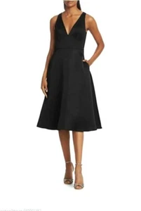 NEU AIDAN MATTOX SATIN FIT AND FLARE MIDIKLEID SCHWARZ MD1E204740 GRÖSSE 4 $ 395,00 - Bild 1 von 7