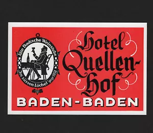 OPC Vintage Hotel Source Hof Baden Alemania 5" Etiqueta MNH - Imagen 1 de 1
