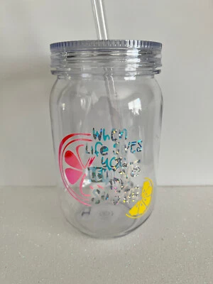 When Life Gives You Lemons Holographic Mason Jar 24oz Acrylic Custom Tumbler Cup - Image 1 of 3