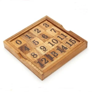 Number Slide Puzzle Brain Teaser IQ Game 1-15 Match Kids Wooden 12x12x2cm(LxWxH) - Picture 1 of 6