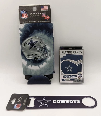Dallas Cowboys Bundle (Bottle Opener, Playing Cards, Slim Can Cooler) Cover