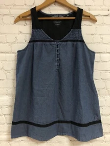 Hilfiger Denim Top Medium Blue Sleeveless Tank Cami Black Accents - Picture 1 of 10