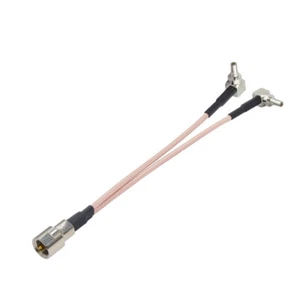 FME Male to 2 CRC9 Male Angle 90° Plug Y Splitter RG316 RF Coaxial Cable Adapter - Picture 1 of 3