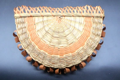 🧺 Raro Passamaquoddy Cesta Maine Ceniza Hierba Dulce Borde Naranja Forma Única Foto 1 de 4