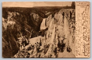 Point Lookout & Falls Yellowstone Park Haynes Sepia Ton 1907 Postkarte - Bild 1 von 2