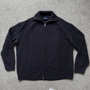 Cárdigan con cremallera completa Gant Aran Cable azul marino para hombre talla XL mezcla de algodón y lana en muy buena condición - Imagen 1 de 15