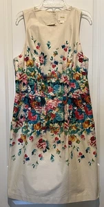Maeve Sleeveless Dress Womens 12 Ivory Floral Pockets Pleated Front Anthropologi - Picture 1 of 6