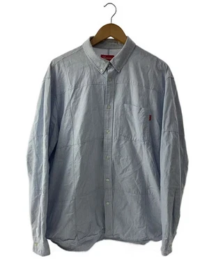 Supreme рубашка с длинным рукавом, XL, хлопок, синий, в полоску рубашка, RN101837 - Изображение 1 из 4