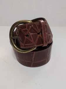 Cintura donna M marrone croc goffrata ecopelle ampia retrò rockabilly nuova senza etichette bella! - Foto 1 di 15