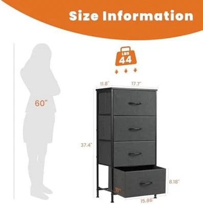 Cómoda para niños cómoda negra para dormitorio de niñas, 4 cajones Foto 1 de 4