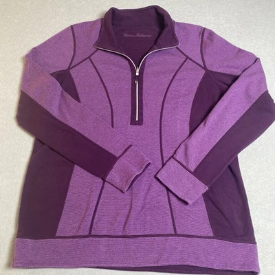 Tommy Bahama Women's Large Purple 1/4 Zip Pullover Long Sleeve Shirt Casual Top - Image 1 of 4
