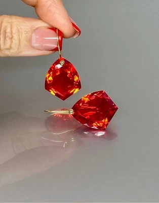 Messicano Opale di Fuoco Pendente Forma Aquilone Orecchini Argento Sterling 925 - Immagine 1 di 4