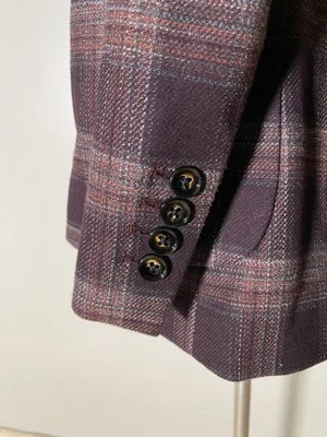 Фиолетовый оранжевый тартан неконструированный 42R L фланель клетку блейзер Куртка Пальто Murano - Изображение 1 из 4