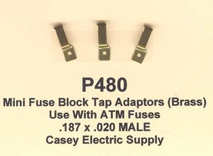 50 Brass MINI Fuse Block Tap Adapter .187 x .020 MALE Automotive ATM Fuses USA - Picture 1 of 2