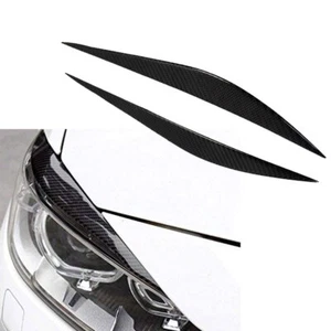 Carbon Fiber Front Headlight Eyebrow Cover Eyelid Trim For BMW 3 Series 13-19 A2 - Picture 1 of 12